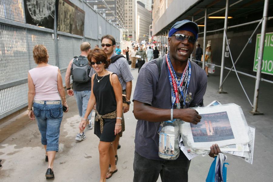 911nyc_07_076_mac.jpg Harry Roland dispenses information to anyone who will listen, giving out facts about 9/11 for the past 5 years around Ground Zero. A visit to New York city as it prepares for the 5 year anniversary of the destruction of the World