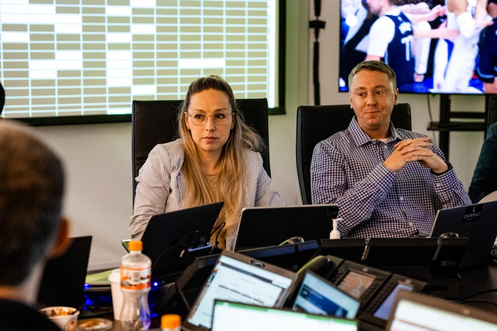 assistant general manager and vice president of football operations catherine raiche in the draft room at crosscountry mortgage campus during night two of the 2024 nfl draft on april 26, 2024 