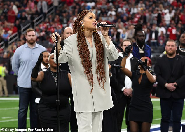 Andra Day performed 'Lift Every Voice and Sing' at the Super Bowl in Vegas last season