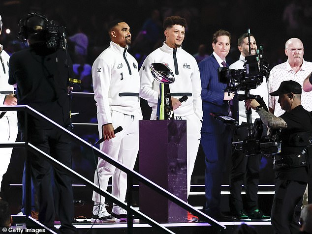 On the field, Patrick Mahomes and Jalen Hurts will battle it out for the Lombardi Trophy