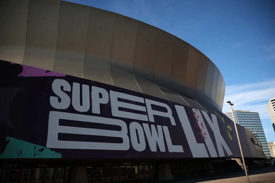 NEW ORLEANS, LOUISIANA - JANUARY 16: The Caesars Superdome is being prepared for Super Bowl LIX at the Caesars Superdome on January 16, 2025 in New Orleans, Louisiana. (Photo by Chris Graythen/Getty Images)