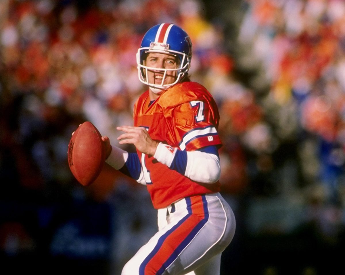 Quarterback John Elway rallies the Denver Broncos' offense and helps the team pick up a 24-23 win over the Pittsburgh Steelers on Jan. 7, 1990. Quarterback John Elway rallies the Denver Broncos' offense and helps the team pick up a 24-23 win over the Pittsburgh Steelers on Jan. 7, 1990.