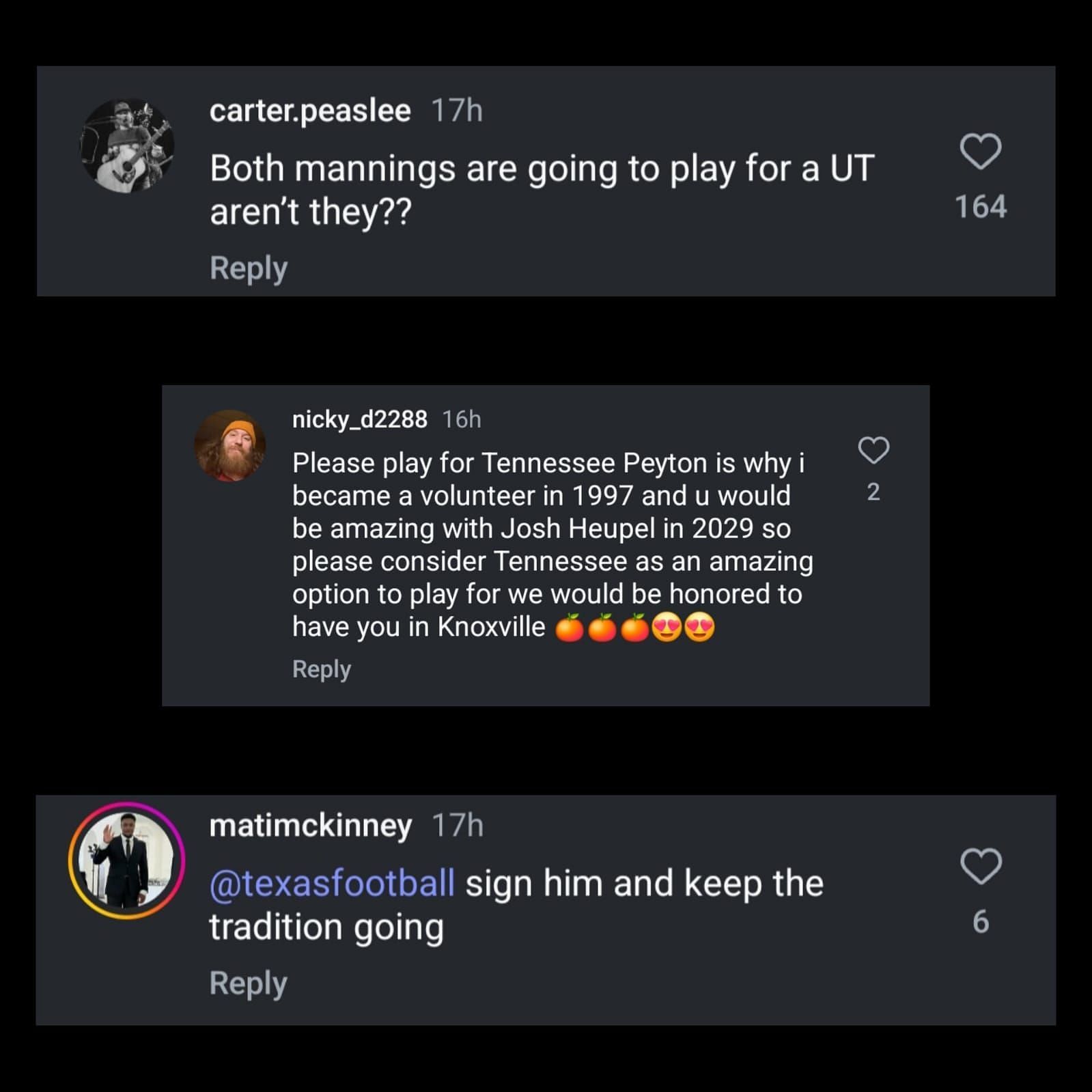 @maxpreps' comment section on Instagram