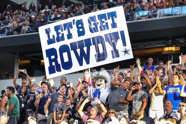 Andrew Dieb/Icon Sportswire via Getty Rowdy, official mascot of the Dallas Cowboys, interacts with fans in the crowd