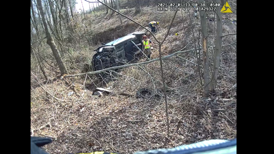Pat and Walt Carper were trapped in this overturned Dodge Caravan for more than 12 hours, after crashing off the end of West Rock Quarry Road on Feb. 4.