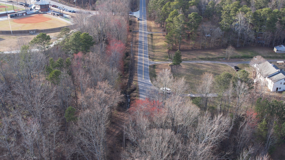 The south end of West Rock Quarry Road in Gwinnett County dead ends not far from an entrance to Seckinger High School.
