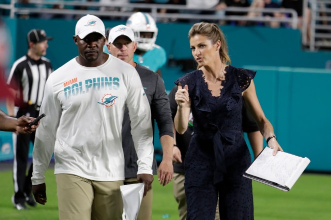 Brian Flores (l) and Erin Andrews
