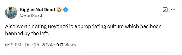 A collection of social-media messages about Beyoncé's Christmas halftime show on Netflix