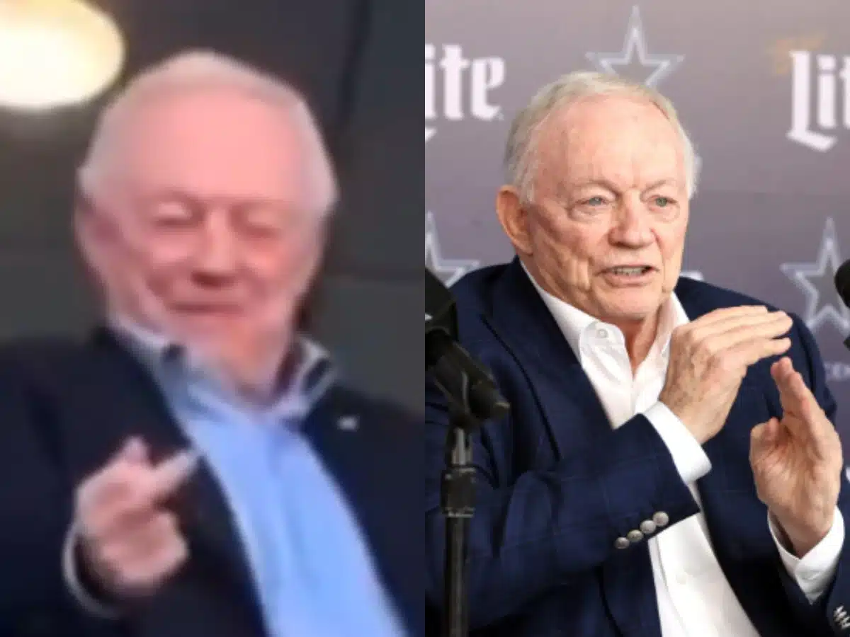 Jerry Jones Tries to Explain After Getting Caught Giving Jets Fan the Finger 