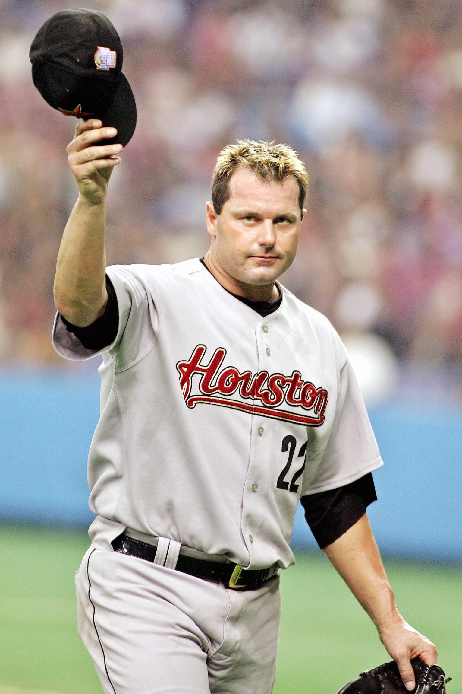houston astros' roger clemens waves his