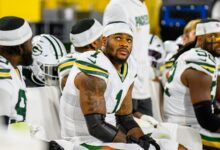 Archival 2025 photograph of Micah Parsons in a Green Bay Packers uniform at Lambeau Field