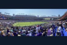 Archival full-frame panoramic photograph of M&T Bank Stadium in Baltimore in September 2022