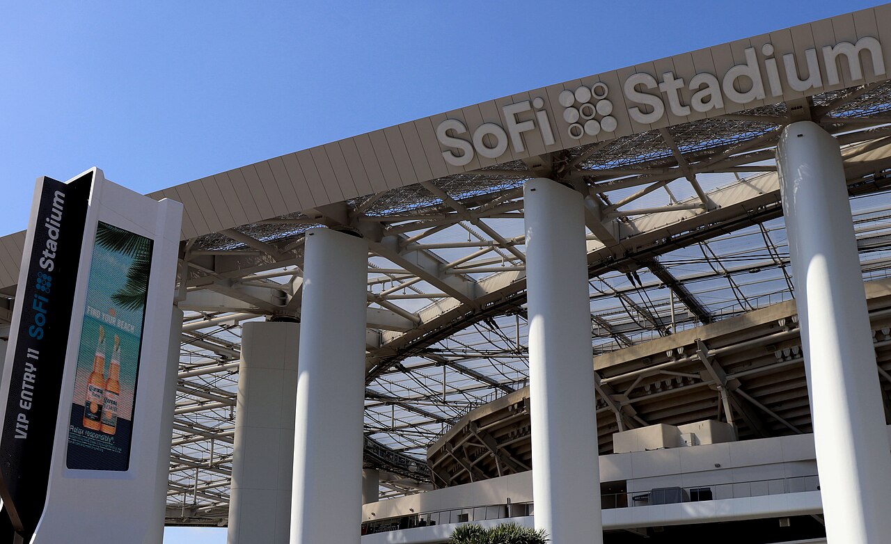Archival full-frame photograph of SoFi Stadium in Inglewood, California, in 2021