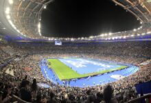Archival full frame interior photograph of Stade de France in Saint-Denis