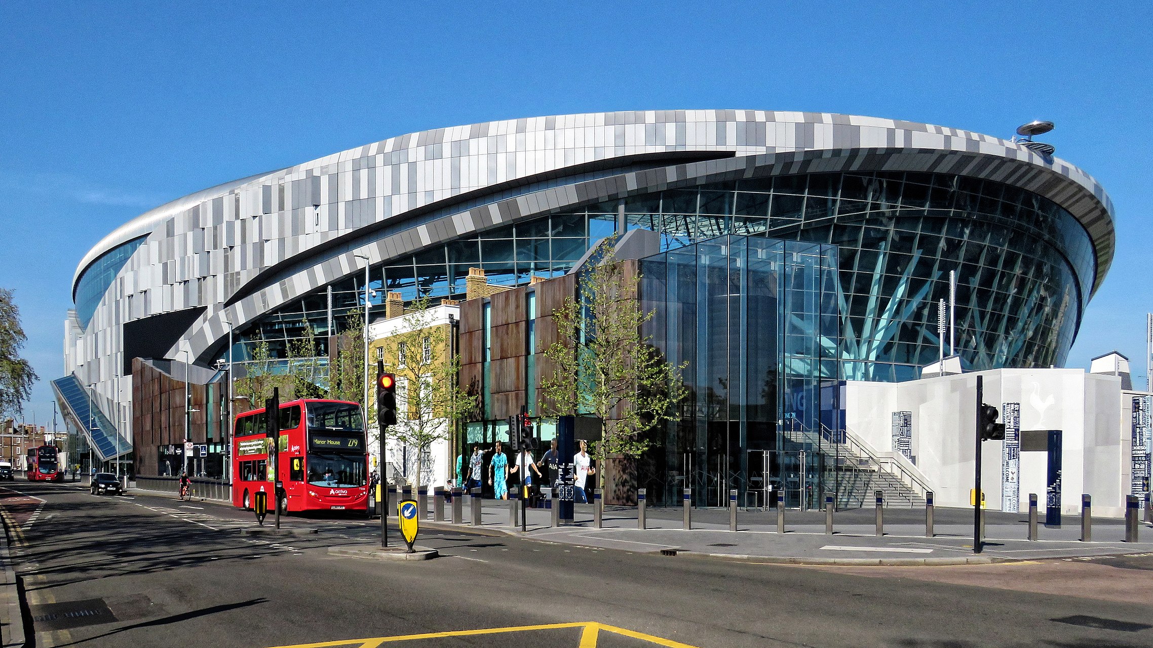 Archival 2024 exterior photograph of Tottenham Hotspur Stadium in London, site of the Eagles Jaguars game
